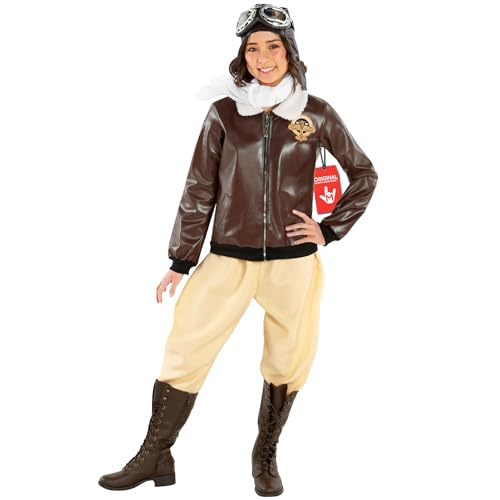 Disfraz Amelia Earhart para niñas, piloto talla Large miniatura 1