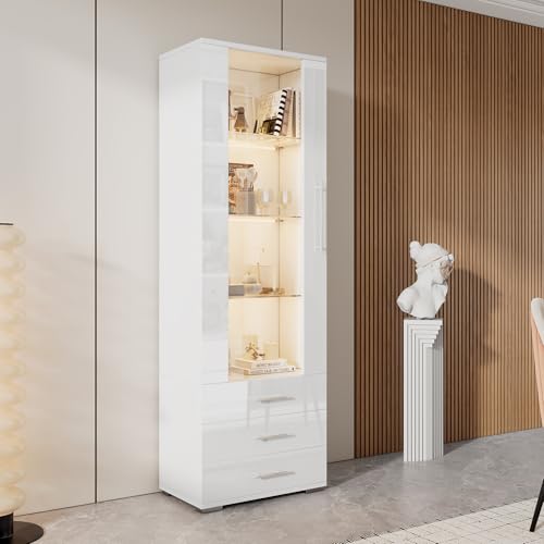 CelticHearth Vitrina blanca brillante con...