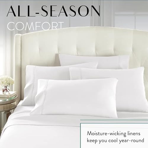 Danjor Linens Queen Sheet Set - 6 Piece Set Including 4 Pillowcases - Deep Pockets - Breathable, Soft Bed Sheets - Wrinkle Free - Machine Washable - White Sheets For Queen Size Bed - 6 Pc #TOP3