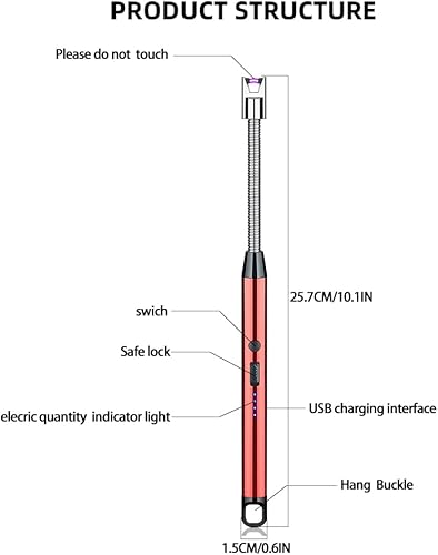 Miniatura 4 de Paquete de 3 encendedores de velas, encendedor de arco con carga USB, a prueba de viento, pantalla de batería LED, interruptor de seguridad, gira