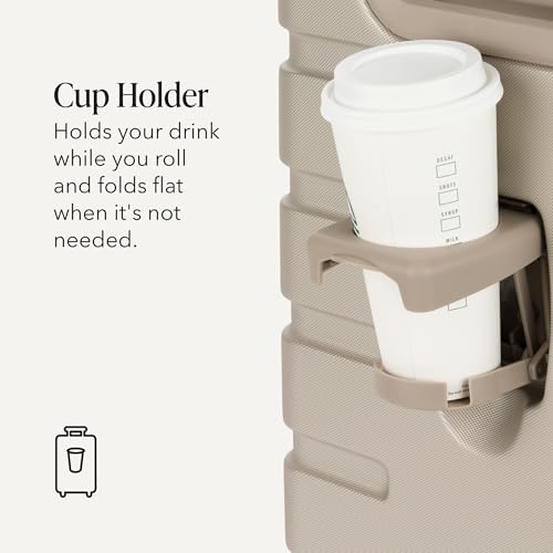 Image of SWISSGEAR Signature Hardside Expandable Carry-On Spinner Luggage, ABS Construction, TSA-Friendly Lock, and Built-In Cupholder, White, 19-Inch, Sand, Carry-On 19-Inch, Signature Hardside Expandable