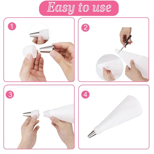 USHYIMJT Reusable Piping Bags and Tips Set - 16inch Pastry Bags for Cake Decorating, Cupcakes, Cookies | Durable Cotton Exterior, Easy to Clean, Eco-Friendly Baking Kit for Home Bakers & Chefs