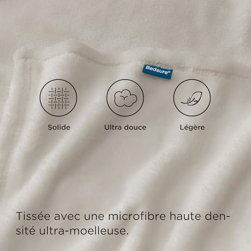 BEDSURE Kuscheldecke Flauschig Decke Fleecedecke - Wohndecke Warm & Weich, Sofadecke Deko XXL, Geschenk für Frauen, Couch Blanket für Valentinstag, Tagesdecke 220x240cm, Beige