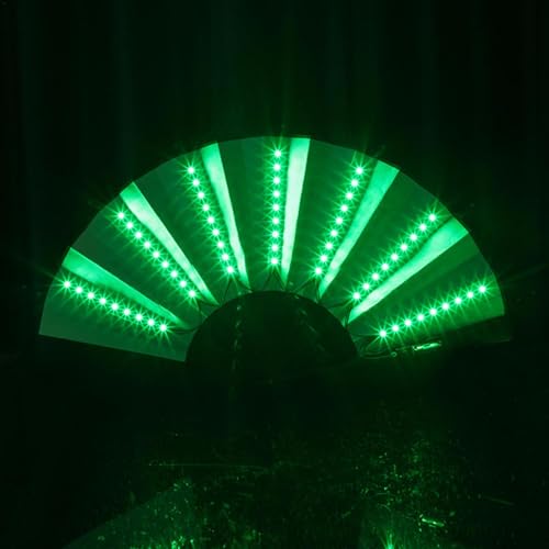 Abanico plegable R-ave con luz, ventilador plegable LED para hombre y mujer, abanico iluminado para raves, carnaval bar, escenario, abanico de espectáculos, abanicos de baile, accesorios para