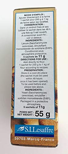 Lot de 4 Boites, Saf-Instant, Levure Sèche de Boulanger, Casher, PARVE, poids net 55 g Unitaire