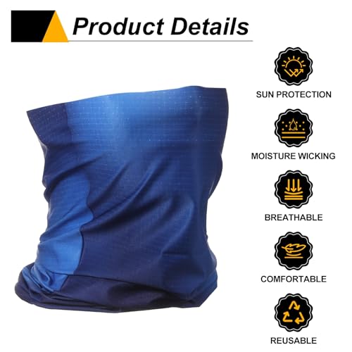 HARFINGTON 2pcs Summer Cooling Neck Gaiter Sun Protection Face Mask Fishing Neck Gaiter Unisex Sunscreen Breathable Bandana for Hiking Outdoor Sports, Bright Blue4
