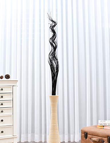 Image of Leewadee Wavy Palm Leaves - Loose Decor Twigs for Floor Vases, Colored and Dried Arrangements for Home and Business Decorations, 39 inches, Black Brown