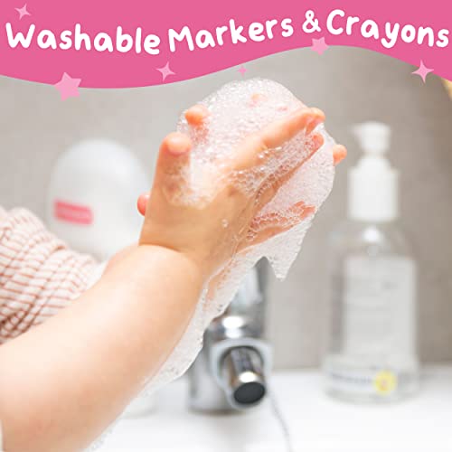 Yasest Washable Kids Markers Set 66 Pcs With Glitter Unicorn Pencil Case, Brush Markers, Crayons, Glitter Pens, Coloring Pages, Gift For Girls Ages 4 5 6 7 8 8-12, Girls Toy, Unicorn Gift For Girls #TOP3