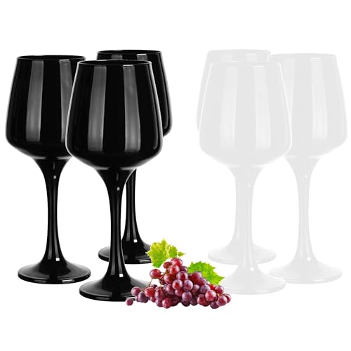 Glasmark KROSNO 1992 Juego De 6 Copas De Vino Blanco Tinto En Vidrio Resistentes Modernos Bar Restaurante 380 ml Blanco Negro Mate