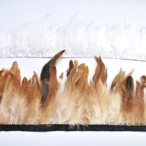 Zamihalaa 1Meter Natural Rooster Tail Feather Trims for Clothes Plumas 13-18cm Party Feathers for Crafts DIY Sewing Home Decoration Plume