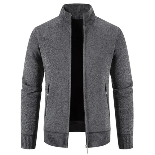 Men Cardigan Knit Sweater Winter Fleece Warm Knitted Stand Collar Pocket Cardigans Clothing4