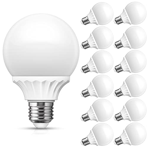 LOHAS G25 Globe Light Bulbs, LED Vanity Lights 40-45W Equivalent, Daylight 5000K Bathroom Round Light Bulb, 500LM Light E26 Edison Base Lamp for Bathroom Makeup Mirror, Non-Dimmable, 12 Pack LOHAS G25 Globe Light Bulbs, LED Vanity Lights 40-45W Equivalent, Daylight 5000K Bathroom Round Light Bulb, 500LM Light E26 Edison Base Lamp for Bathroom Makeup Mirror, Non-Dimmable, 12 Pack