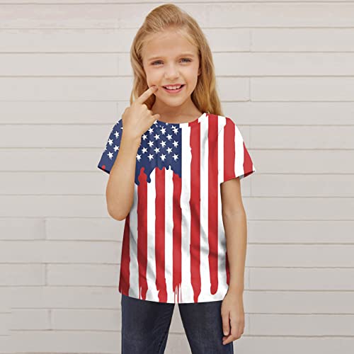 Camisetas infantis de 4 de julho com estampa gráfica 3D para meninos e meninas novidade moda manga c