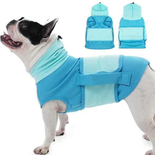 DENTRUN Chaqueta calmante para la ansiedad del perro, con capucha, cuello alto, chaqueta calmante para perros, cubierta para las orejas, abrigo para aliviar la ansiedad de los perros, camisa calmante