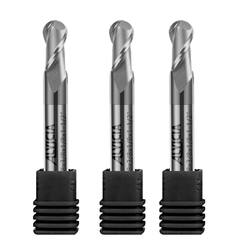 Image of 3PCS 1 /8 inch Solid Carbide Ball Nose End Mill Set - 2 Flute AlTiN Coated Milling Bits Sets for Milling Alloy Steels, Hardened Steel, Metal