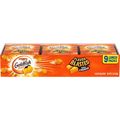 golden cheese crackers - Goldfish Flavor Blasted Crackers, Xtra Cheddar Snack Pack, 0.9 oz, 9-CT Multi-Pack Tray