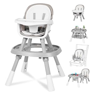 XueMi 15-in-1 babystoel, converteerbare kinderstoel voor baby’s en peuters met activiteitsspeelcentrum/eetverhoger voor baby’s, tafel met bouwstenen, veiligheidsharnas en PU-kussen voedingsstoel