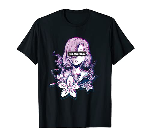 Glitch anime with Vaporwave and anime girl and glitch T-Shirt