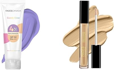 Comfy Glow Sunscreen with 10% Niacinamide - 30ml & High Cover Concealer - Sand Beige 01 4 Ml