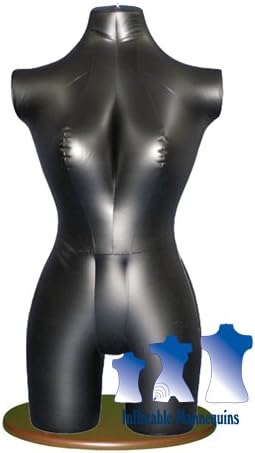 Inflatable Female Torso 3/4 with Wood Table Top Stand, Black