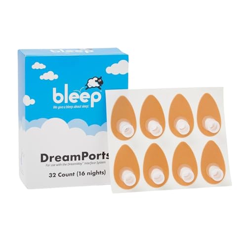 Bleep Dreamports CPAP Mask Replacement, Sleep Apnea Mask, No Nasal Insertion, Skin-Friendly Tape, 32-Pack for 16 Nights, Compatible with DreamWay Connector Kit, Essential CPAP Alternative