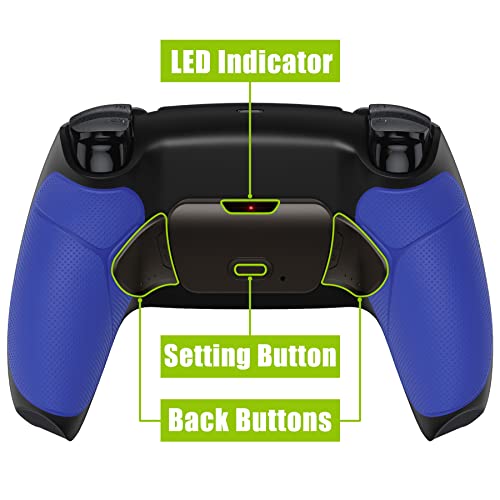 Image of eXtremeRate Blue Real Metal Buttons (RMB) Version Rise 2.0 Remap Kit for PS5 Controller BDM-010 020 Black Rubberized Grip Back Shell, Upgraded Programable Back Buttons Attachment for PS5 Controller