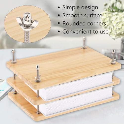 Buchpresse aus Holz, 30x20cm Buchpresse Multifunktionale Manuelle Stabiles Buchbindewerkzeug Praktisches Buchbindezubehör DIY-Buchbindeetiketten Holzformfaktor Polsterpresse Für Zuhause Schule