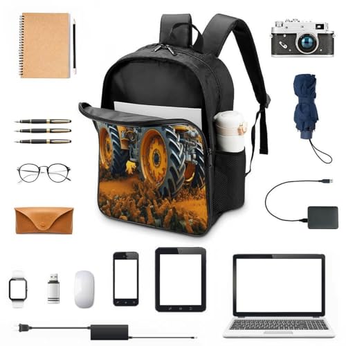 Mochila infantil 3D tractor de 40x28x16cm con estuche escolar y bolsa 4