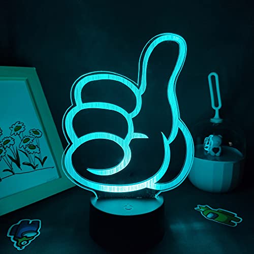 ELD Thumbs Up Lampade 3D LED RGB Neon Acrilico USB Luci notturne Cool Regali Colorati per Gli Amici Camera da Letto Comodino Tavolino Decorazione Regalo per Bambini