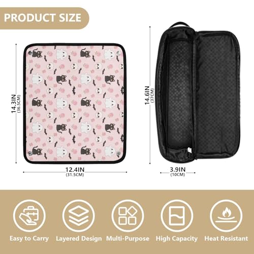 Organizador 2 en 1 para herramientas de cabello y tapete resistente al calor con cierre grande para planchas de pelo y otros accesorios miniatura 4