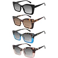 MAEOWN 4 Pack Bifocal Reading Sunglasses for Women Oversized Square Sun Readers Oprah Style for Women UV400 Protection (4 Pack Mix Color, 2.75, x)