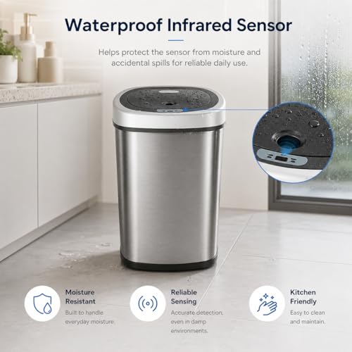 Bote de basura automático sensor 50L plateado miniatura 3