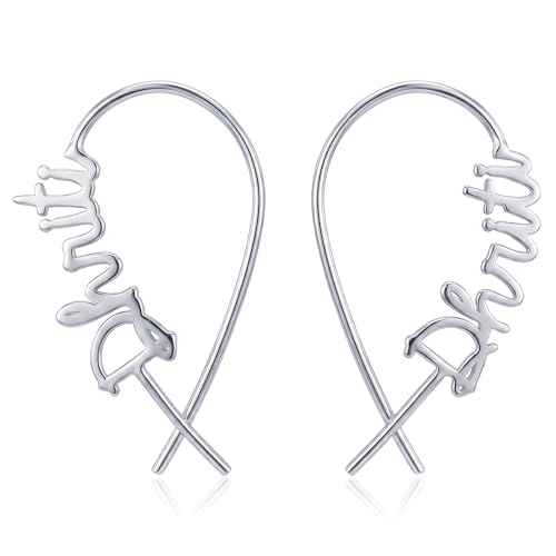 Image of TRUESILVER ACPL 925 Sterling Silver Personalized Earrings for Women | Customized Name Initial Earrings for Womens | Gift for Birthday Anniversary Wedding