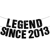 Pre-Strung Legend Since 2013 Black Glitter Banner, Happy 13th Birthday Decorations for Boy, 13 Ye...
