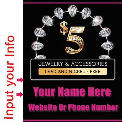 Tremendous Designs Custom Table Runner Hearts With Diamonds Pattern Jewelry Consultant Customize With Your Name 2" X 6" Customize Online Bling Jewelry Signs (24"X72") #TOP3