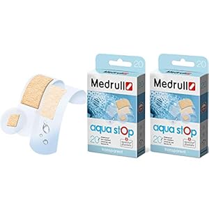 Medrull Waterbestendige steriele pleisterset, dubbelpak Aqua Stop transparante wondpleisters 2 x 20 stuks, kleine en…