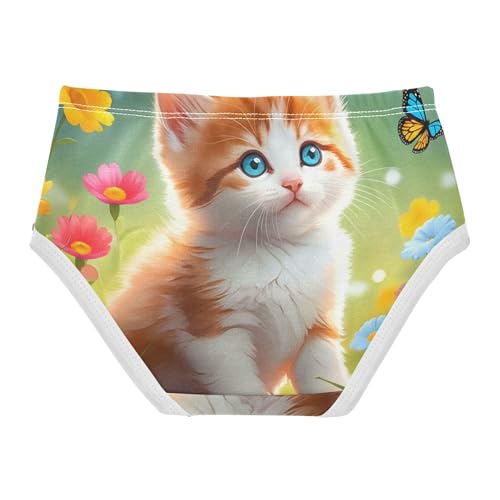 Toddler Girls Underwear 2t Cotton Little Girl Panties Fun Print Kids Briefs Undies Adorable Orange Kitten Colorful2