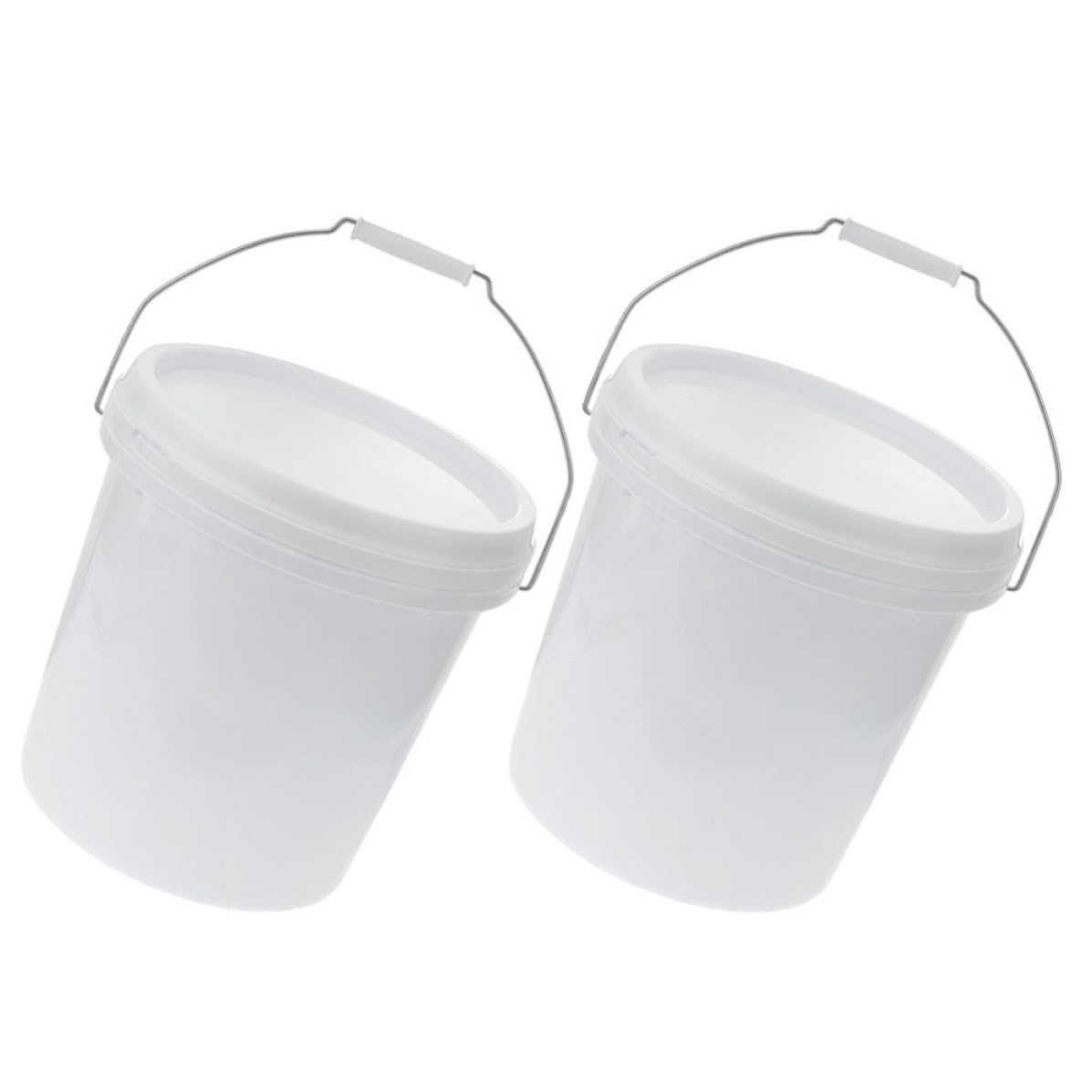 2 Piezas Cubo Redondo de Pintura de 10 litros, Plástico Blanco