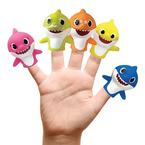 Nickelodeon Baby Shark 5 Pc Finger Puppet Set - Party Favors, Educational, Bath Toys, Story Time, Beach Toys, Playtime,5 Count (Pack of 1)