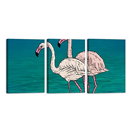 Impression sur toile flamant rose oiseau lac | Cadre photo déco murale maison