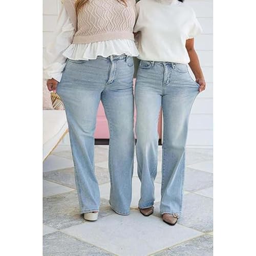 Arisefrom Jeans, Plus Size Vintage Wash Stretchy Top Straight Leg, Bootcut Jeans for Women4
