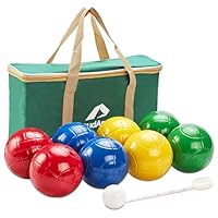 ApudArmis 90mm Bocce Balls Set, Lighter Bocce Game for Backyard/Lawn/Beach - Set of 8 Soft PE Balls & 1 Pallino & Nylon Carrying Case & Measuring Rope for Teens Adults family