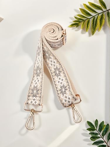 Alça de bolsa de substituição transversal alça de ombro larga alças de lona ajustáveis cintos de substituição retrô flora bege natural