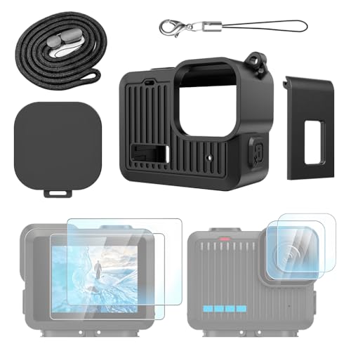 Image of ZORBES for GoPro Hero 4K Silicone Case Cover,Silicone Camera Shield & HD Tempered Glass Lens Screen Protectors for Gopro Hero 4K Camera,Anti-Scratch Case Covers Accessories Kit