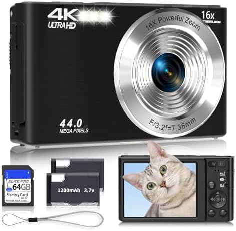 Câmera digital 4K, câmeras pretas de atualização 2026 para adoles...