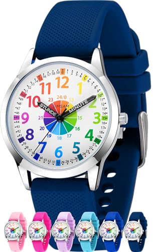 SIMSAM Kinderuhr Junge ab 6, Lernuhr Kinder Uhr ab 8, Kinderuhr Mädchen 10 Jahre, Armbanduhr Kinder Uhren für Jungs 12 Jahre, Armbanduhr Mädchen Jungen, Kids Watch, Kinderuhren (Marineblau)