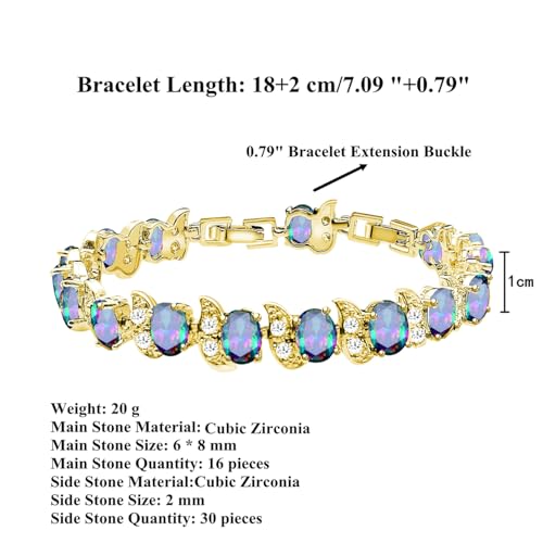 Image of LMXXVJ Fashion Tennis Bracelet Created Emerald White Gold Plated Charm Bracelet Gifts Jewelry for Women