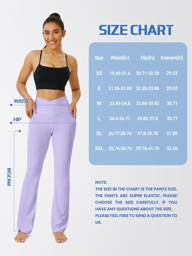 Image of FOHOFO Yoga Pants Women, Flare Leggings for Women with Pockets Crossover High Waisted Bootcut Yoga Pants