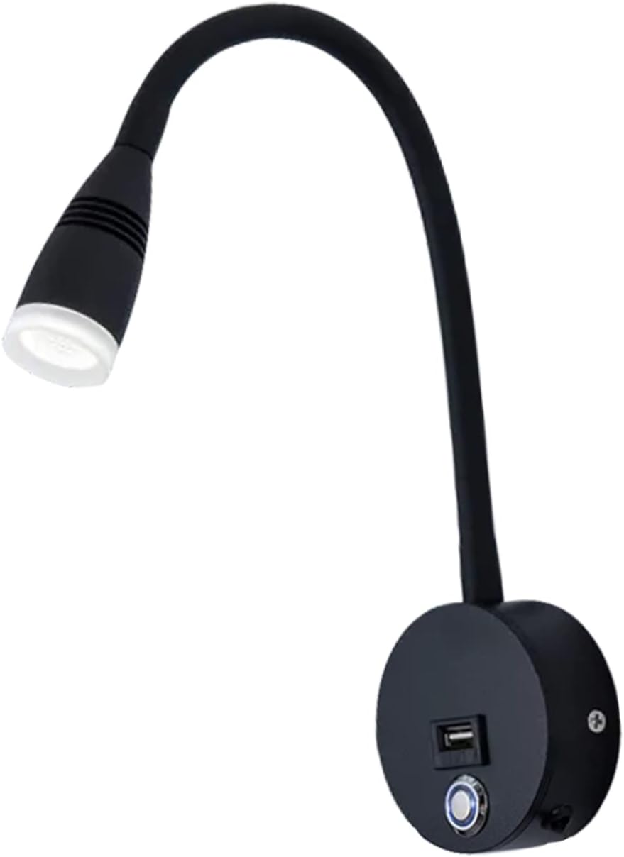 Mipcase Led Wall Mounted Reading Light Dimmable Feature and USB Port Bedside Lamp for Bedroom Study Boys and Girls Room and Nursery Three Color Temperature Options