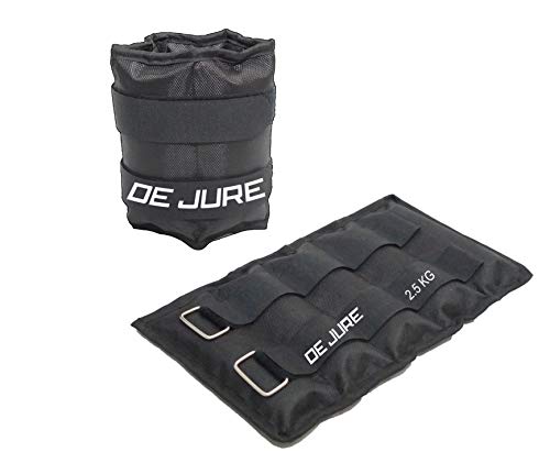 Image of DE JURE FITNESS Ankle & Wrist Weight Set, Adjustable Strap, 2.5KG Pair (2.5Kg x 2 = 5kg) (E) Black